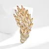 Broches gouden kleur oostenrijk crystal tarwe oor voor vrouwen luxe zirkoon corsage pins jas suit accessoires sieraden sieraden