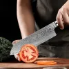 Santoku Knife 7 inch,Damascus Chef Knife VG-10 Steel Blade Japanese Knife,Sharp Kitchen Knife Chopping Knife Pro Cutting Knife