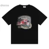 Trende de mode des tendances pour hommes et femmes Rhude Micro Label Letter F1 Racing T-shirt à manches courtes imprimées pour hommes Femmes High Street Loose Half Shirt