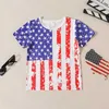 T-shirts Kid Boys Girls Shirts Short Sleeve Round Neck Star Star Striped Prist Party Casual Summer Tops H240508