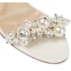 JC Jimmynessity Choo dames zomer maisel sandalen schoenen witte parels verfraaide avond bruids hoge hakken ontwerper dame elegante pompen met doos EU35-43