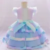 Robes de baptême rose tutu vesidos 1 an Nouveau Noël sirène princesse anniversaire fête enfant baptiste bébé fille robe d'été Q240507