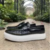 Lässige Schuhe weißer Soled genauerte Slipper für Männer Cowide Black Platform Slip-on Herren bequem atmungsaktiv