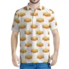 Men's Polos Cartoon Sandwich Dog Polo Graphic Polo Camisa Men verão 3D Camisetas de alimentos impressos Camisetas