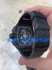 RM Luxus Uhren Mechanische Uhrenmühlen RM011 Schwarzer Phantom PVD Keramik Carbon Gummi Uhr STHT