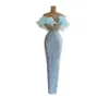 Sukienki pióra cekiny projektant syrena balu sllamanne aplikacje długość podłogi bez pleca