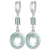 Boucles d'oreilles en peluche à eau bleue de qualité aérique naturelle jadeite jadeite s925 Cadeaux de femmes en argent incrustées haut de gamme bijoux de mode