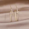 Hoop Earrings French Selling Fashion Jewelry 14K Gold Plated Simple Big Round Zircon Luxury Women's Wedding Party Accessories