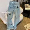 Jeans pour femmes rétro à la boucle bleue de style américain