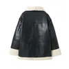 Vestes pour femmes Hxao Veste en cuir d'hiver Femaux Faux Fur Monets Fashion Black Warmwear Extérieur à manches longues