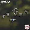 Stud WOSTU 925 Sterling Silver Retro Spider Earrings Creative Teardrop Amethyst Insect Female Punk Gift New Q240507
