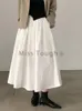 Юбки корейские шикарные повседневные твердые женщины Франция Элегантная тонкая плиссированная юбка Женская мода высокая талия свободная длинная одежда