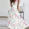 Sukienka dla kobiety vestido dres dres mejr kwiatowy nadruk zanurzający Dr elegancki rękawie maxi sukienki damskie odzież damska c b8al#