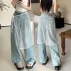 Skirts 2024 Ins Blogger Unique Lace Laminated Goze Ski Strap with Korean version Spicy Girl Jeans Apron Womens Open Ski Y2kL2405