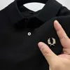 Polos masculine Summer 2024 Achat de mode de mode Broidered Mens Loisure Polo High End Quality 100% Pure Cotton Shirts à manches courtes Q240508