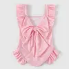 One-Pieces Ldren swimsuit cute and fashionable all-in-one swimsuit for summer girls 2-10 year old girls big bow swimsuit H240508