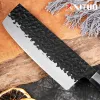 Japanese Nakiri Chef Knife 7 Inch Pro Nakiri Knife Hand Forged Vegetable Kitchen Knife High Carbon Steel Knife Octagonal Handle