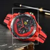 Armbanduhren für Männer 2023 Neue Herren Uhren sechs ES All Dial Work Quartz Uhren Ferrar Top Marke Chronograph Clock Gummi Gürtel Fashion F1 Racing Car Style 7937