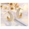 Womens Luxury Jewelry Gold Plated 18k Brass Zirconia S925 Latest Fashion Moon Glitter Diamond Earrings