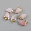 Colliers pendants 5pcs Horne Forme Golden Natural Stone Pink Opal / Agate noir Charme à facettes pour les bijoux Making DIY Collier accessoires