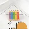 Pinos broches desenho animado mini lápis colorido pino de broche para mulheres meninas adolescentes badges de camiseta escolar de chapéu engraçado