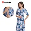 Maternity Dresses Pregnant Women Clothing Care Dress Party Flower Dress Pregnant Women Long Breast Feeding Dress Pregnant Women DressL240508