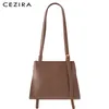 Bag Cezira Elegant Solid Color Pu Vegan Leather Tote for Women Design Pendging Handväskor Kvinnliga dagliga tvärkroppar