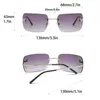 Óculos de sol Y2K Luxury Brand Designer Rimless Square Glassses Women for Feminino Tren Sun Glasses Diamond Butterfly Pink Punk Shades UV400 J240508