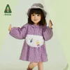 Платья девочки Amila Baby Girl Платье 2023 Весна Новая 100% хлопковая a-line Женская одежда, подходящая для девочек Гладкая и модная детский деть.