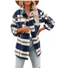 Frauenblusen B-Toto Beauty Flanell Plaid Shacket Long Sleeve Button Down Hemd Jackel Schichten mit Seitentaschen 2024