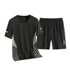 Мужские спортивные костюмы тренировочные футболки Set Set Smother Sport Sport Outfit O-образный с коротким рукавом для баскетбола для баскетбола