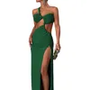 カジュアルドレスデザイナードレス2024トレンディな女性夏夏の新しいソリッドカラーノースリーブスプリットスタイル不規則なドレスプラスサイズのドレス