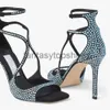 JC Jimmynessity Choo Ankle Women Sandals Luxury Strap Rhinestone Pumps Shoes Pointy Toe Crystal Party Stiletto Hqs504