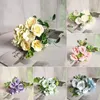 Decorative Flowers Artificial Bouquet Rose Pink Silk Peony Flower Bride Wedding Home Decoration Fake