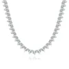 Feiner Schmuck S Sterling Sier Halskette Full Diamond Mossanit Choker Tenniskette für Frauen