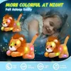 27 cm gevulde leeuwenkussen LED Licht op muziek dier schattig zachte gloedbruine leeuw pluche speelgoed baby hoodie decoratie meisje cadeau 240424