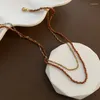 Kettingen 316L roestvrij staal waterdichte gouden glinsterende rode kralen tweelaagse sleutelbeen ketting zachte dames sieraden creatief cadeau