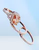 Ringos de cluster 2021 Luxury Rose Gold Color Princess Anel de casamento Conjunto para mulheres Lady Anniversary Gift Jewelry Bague femme Homme ANEL5509420