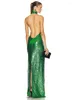 Lässige Kleider VC Luxury Party für Frauen sexy Rückenless Green Pailletten funkeln weibliche Kleidung ärmellose langes Kleid
