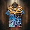 Abbigliamento da uomo camicia grafica a maniche graffiti più grasse seta estiva mashioni di magliette