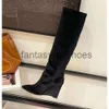 JC Jimmynessity Choo Boots Boots Quality Talon High Slope Fashion Suede Crystal Geatine Le cuir cousu High Heel Chaussures Party Mariage Courte Jupe sur le genou SHO 81UB