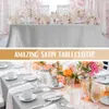 Panno tavolo in argento imitazione in seta satinata matrimoni solido colore solido rettangolare banchetto tovaglia da tè