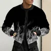 Herrenjacken Europäischer und amerikanischer Verkauf von Herbst Winter Jacke 3D Digitaldruck Flammenmuster Thin Bomber