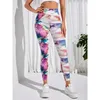 Leggings femininos femininos de impressão de impressão de legging alta cintura arco -ícowless yogo ginástica leggings meias de moda fitness push up calças de corrida de bunda y240508