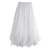 Röcke Mode unregelmäßige Tutu Tüll langen Rock für Frauen 2024 Sommer koreanische Feste eine Linie hohe Taille Plissee Mesh Frau L545
