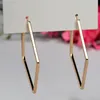 Pendientes de aro 2024 Fashion Gold Color Big Square para mujeres Hombres Exagerados Metal Geométrico Rhombus Punk Fiesta de fiesta Joyería