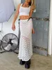 Saias femininas y2k fada grunge midi esqui vintage renda malha de babados transparentes balançando longa hippie esqui e-menina bohemian praia