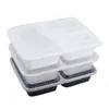 使い捨てディナーウェアプラスチック再利用可能なランチボックスミール料理準備3マイクロ波容器ホームQ2405073