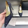 JC Jimmynessity Choo Quality Huol Heels Свадебная обувь Flat Designer High Sandals Элегантные женские флоты синие алмазы Классический неглубокий стразы 8 см Zhxy