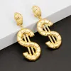 Boucles d'oreilles de collier Ensemble et pendentif pour le cuivre de Wome Dollar 24k Stale plaqué Hip Hop Bijoux Hip Hop Party